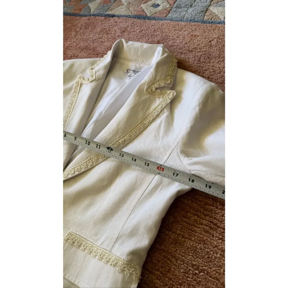 Chadwicks Classics Cream Linen Blend Blazer Size 2P Vintage Inspired